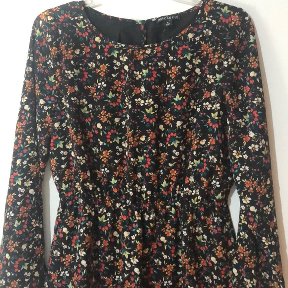 J Crew Mercantile Lined Long Sleeve Flowered Dress - Picture 2 of 5